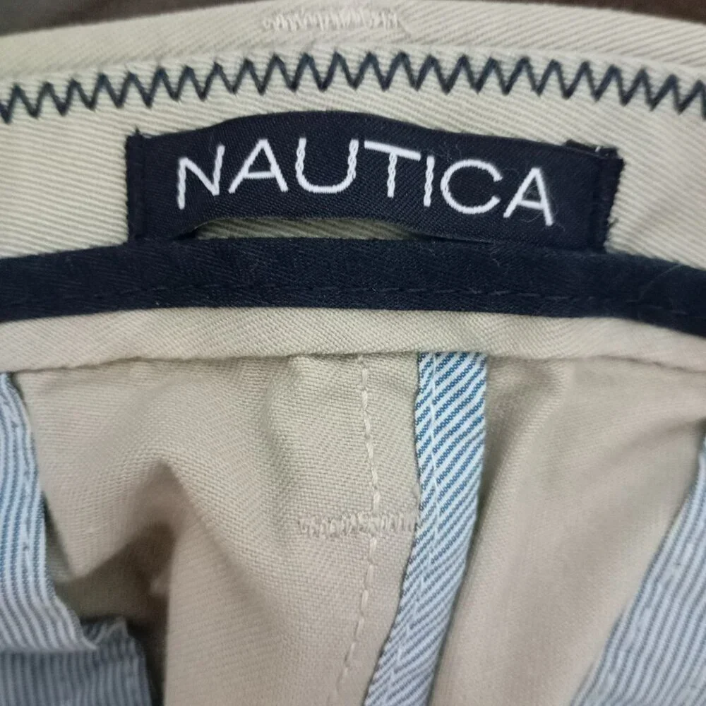 Nautica Pants Pleated Khaki Mens 33Wx30L 100% Cotton Business or Casual